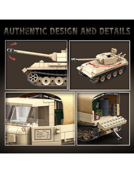 Bloques de Construcción Militar MKmimo Tanque y Tractor 1078 Pzs