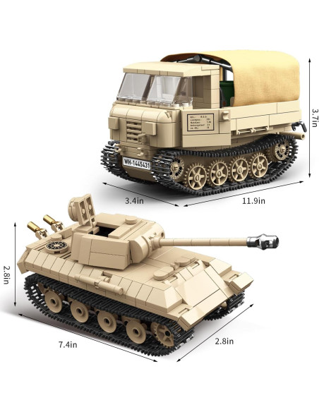 Bloques de Construcción Militar MKmimo Tanque y Tractor 1078 Pzs