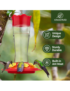 Alimentador de Colibríes de Vidrio Kingsyard 414g Colgante Rojo 2