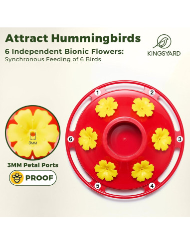 Alimentador de Colibríes de Vidrio Kingsyard 414g Colgante Rojo