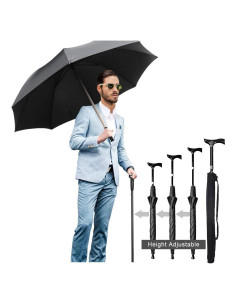 Paraguas Bastón Wrzbest Ajustable Altura Negro 0.54 kg