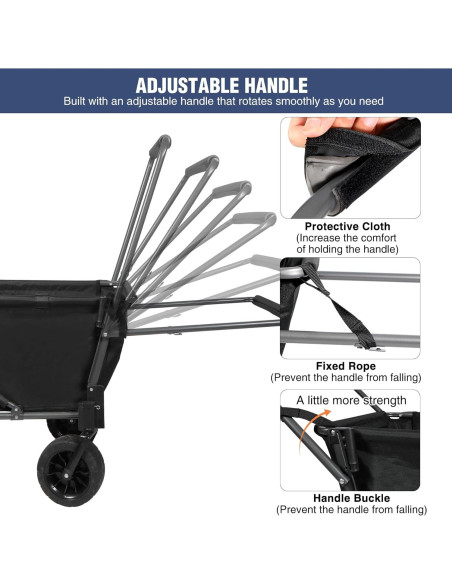 Carro Plegable para Perros REDCAMP 220L Negro con Extensión