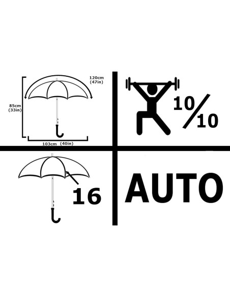 Paraguas Resistente al Viento COLLAR AND CUFFS 16 Varillas Paraguas Resistente al Viento COLLAR AND CUFFS 16 Varillas
