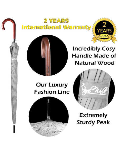 Paraguas Grande Royal Walk Automático 120cm Resistente Viento Paraguas Grande Royal Walk Automático 120cm Resistente Viento