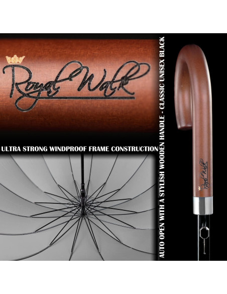 Paraguas Grande Royal Walk Automático 120cm Resistente Viento Paraguas Grande Royal Walk Automático 120cm Resistente Viento