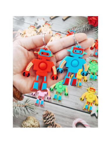 24 Llaveros Fidget Robot Mypush Popo Regalos para Niños