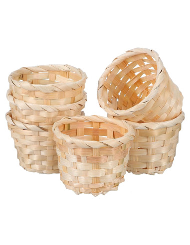 Kisangel 6Pcs Mini Canasta Tejida Redonda para Decoración