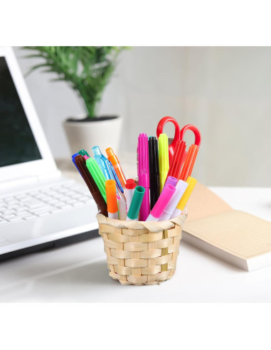 Kisangel 6Pcs Mini Canasta Tejida Redonda para Decoración