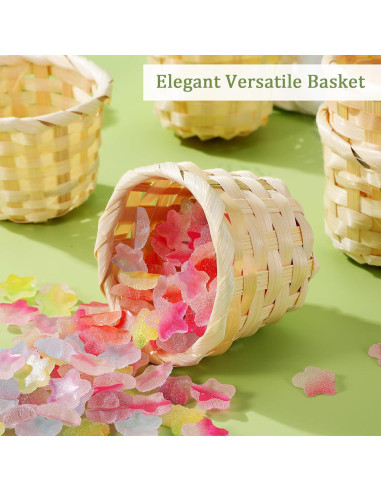 Kisangel 6Pcs Mini Canasta Tejida Redonda para Decoración