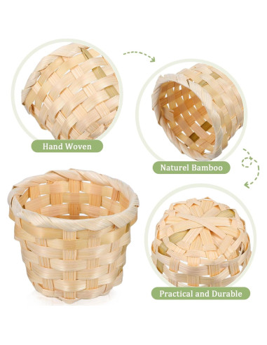 Kisangel 6Pcs Mini Canasta Tejida Redonda para Decoración