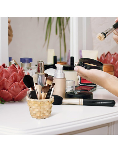 Kisangel 6Pcs Mini Canasta Tejida Redonda para Decoración