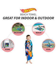 Toalla de Playa Franco Kids Hot Wheels 147x71 cm Algodón 2