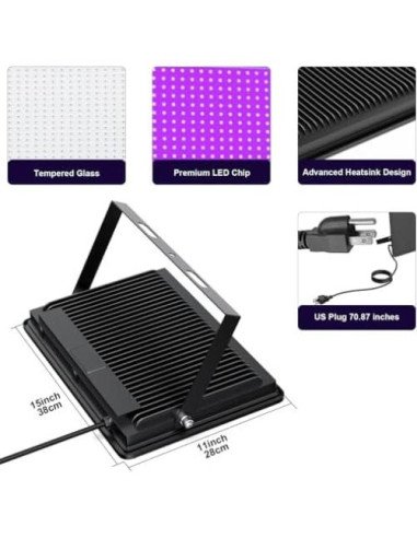 Proyector LED 500W TGYWCHY Luz Negra IP66 para Fiestas