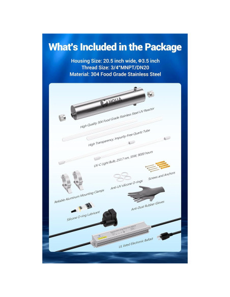 Filtro Purificador de Agua UV HQUA-TWS-12 12GPM 120V Extra Filtro Purificador de Agua UV HQUA-TWS-12 12GPM 120V Extra