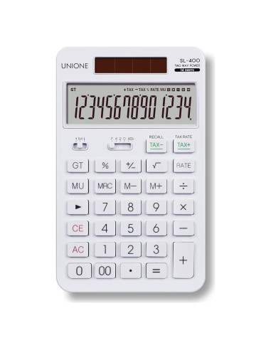Calculadora de Escritorio UNIONE SL-400 14 Dígitos LCD Blanca