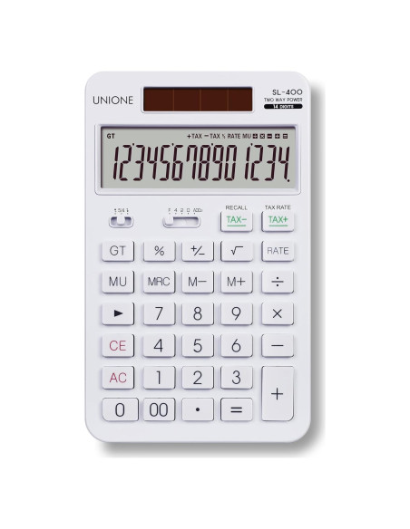 Calculadora de Escritorio UNIONE SL-400 14 Dígitos LCD Blanca