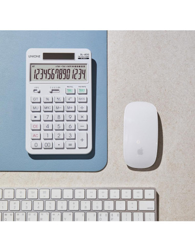 Calculadora de Escritorio UNIONE SL-400 14 Dígitos LCD Blanca
