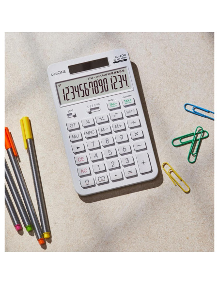 Calculadora de Escritorio UNIONE SL-400 14 Dígitos LCD Blanca