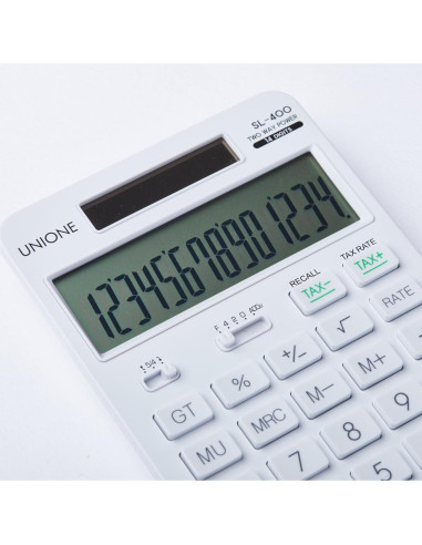 Calculadora de Escritorio UNIONE SL-400 14 Dígitos LCD Blanca