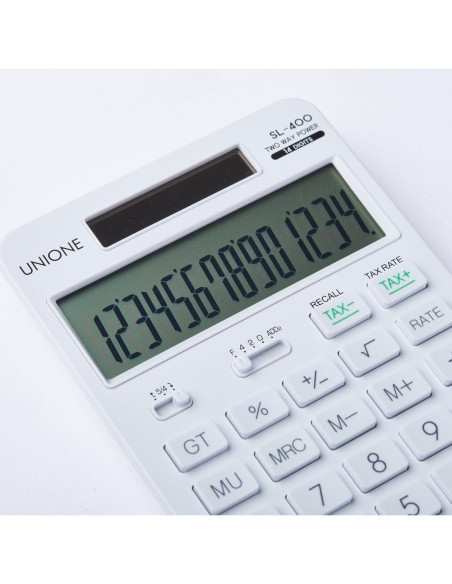 Calculadora de Escritorio UNIONE SL-400 14 Dígitos LCD Blanca