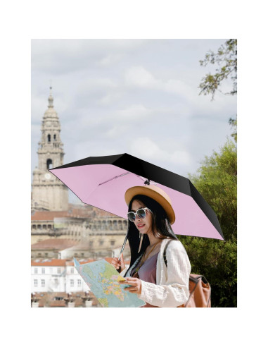 Sombrilla Compacta Automática Rosa UV 91 cm Plegable