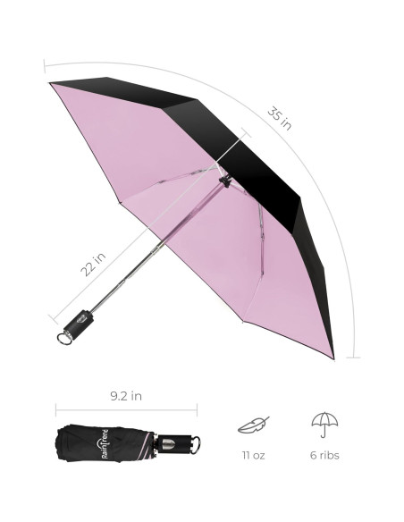 Sombrilla Compacta Automática Rosa UV 91 cm Plegable Sombrilla Compacta Automática Rosa UV 91 cm Plegable