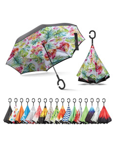 Paraguas Invertido Sharpty Floral a Prueba de Viento 80cm