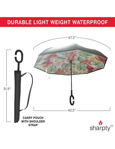 Paraguas Invertido Sharpty Floral a Prueba de Viento 80cm