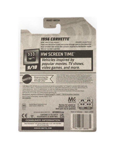 Coche de Juguete Hot Wheels Corvette 1956 Azul 10 cm Coche de Juguete Hot Wheels Corvette 1956 Azul 10 cm