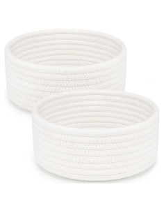 Cesta Pequeña ABenkle Algodón Blanca 18x18x8 cm 2 Piezas