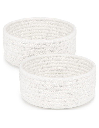 Cesta Pequeña ABenkle Algodón Blanca 18x18x8 cm 2 Piezas