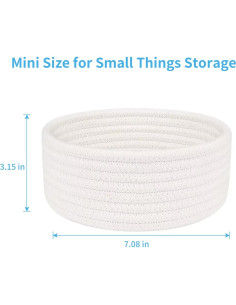 Cesta Pequeña ABenkle Algodón Blanca 18x18x8 cm 2 Piezas 2