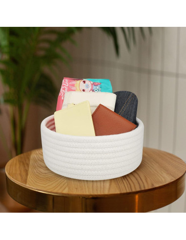 Cesta Pequeña ABenkle Algodón Blanca 18x18x8 cm 2 Piezas