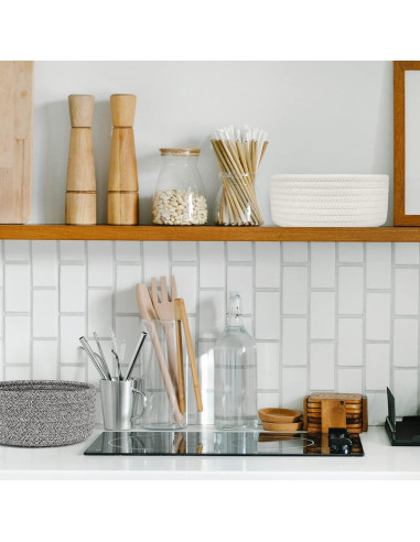 Cesta Pequeña ABenkle Algodón Blanca 18x18x8 cm 2 Piezas