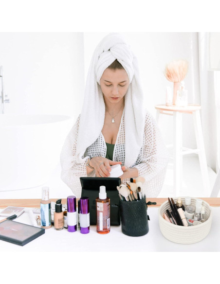 Cesta Pequeña ABenkle Algodón Blanca 18x18x8 cm 2 Piezas