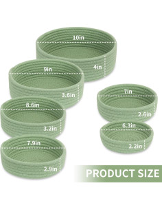 Cestas de Almacenamiento Cazzon 6 Piezas Algodón Verde 2