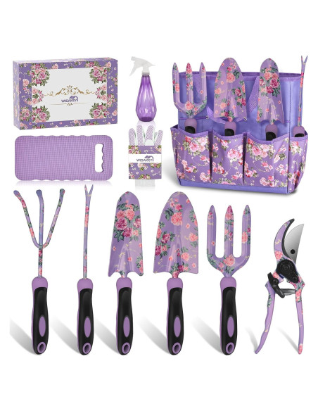 Juego de Herramientas de Jardín WisaKey 10 Piezas Color Púrpura