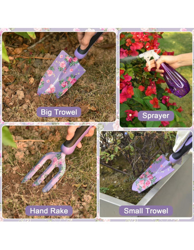 Juego de Herramientas de Jardín WisaKey 10 Piezas Color Púrpura