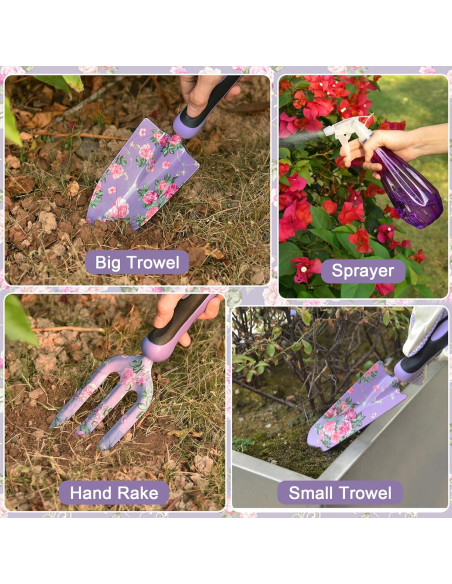 Juego de Herramientas de Jardín WisaKey 10 Piezas Color Púrpura