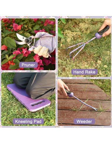 Juego de Herramientas de Jardín WisaKey 10 Piezas Color Púrpura