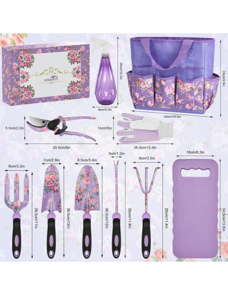 Juego de Herramientas de Jardín WisaKey 10 Piezas Color Púrpura