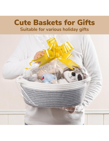 Cesta de Almacenamiento Goodpick Tejida Algodón Gris 30x20x12 cm