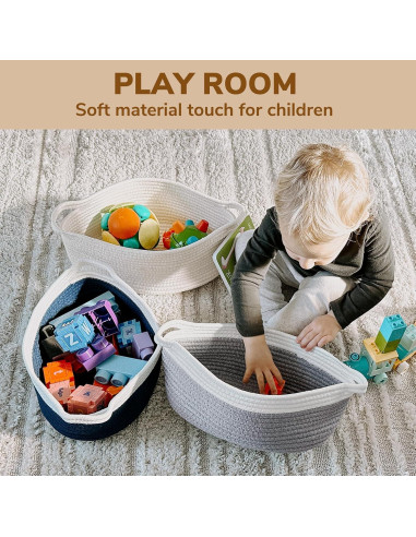 Cesta de Almacenamiento Goodpick Tejida Algodón Gris 30x20x12 cm