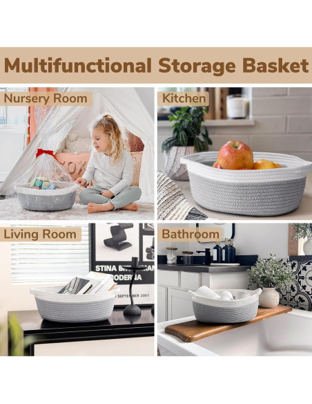 Cesta de Almacenamiento Goodpick Tejida Algodón Gris 30x20x12 cm