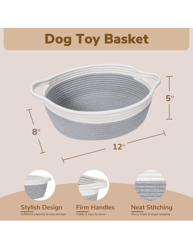 Cesta de Almacenamiento Goodpick Tejida Algodón Gris 30x20x12 cm