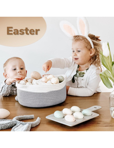 Cesta de Almacenamiento Goodpick Tejida Algodón Gris 30x20x12 cm