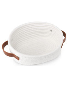 Cesta Pequeña Tejida ABenkle Ovalada de Algodón 23.88x14.99cm