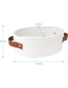 Cesta Pequeña Tejida ABenkle Ovalada de Algodón 23.88x14.99cm 2
