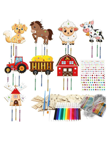 Kit de Campanas de Viento de Madera Gisgfim para Niños - 64 Piezas