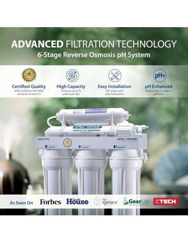 Sistema de filtración de agua APEC ROES-PH75 75 GPD 6 etapas